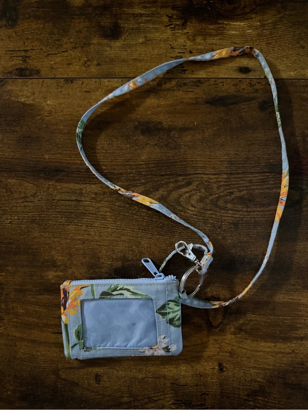 Vera Bradley Light Blue Sunflower Lanyard Card Holder - Picture 3 of 3